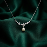 Luxury 925 Sterling Silver Crystal Flower Pendant with Chain